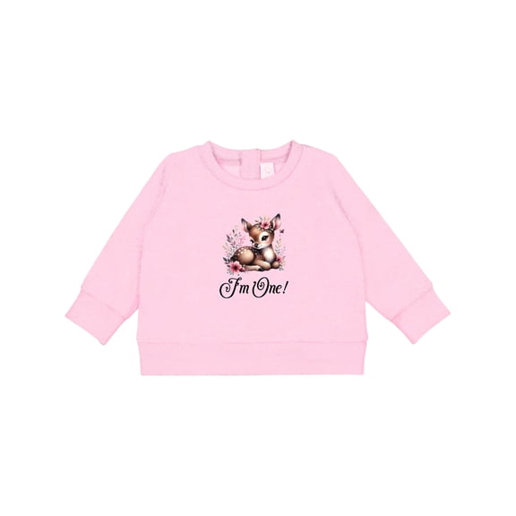 Inktastic 1st Birthday Cottagecore Baby Girl Deer Baby Sweatshirt