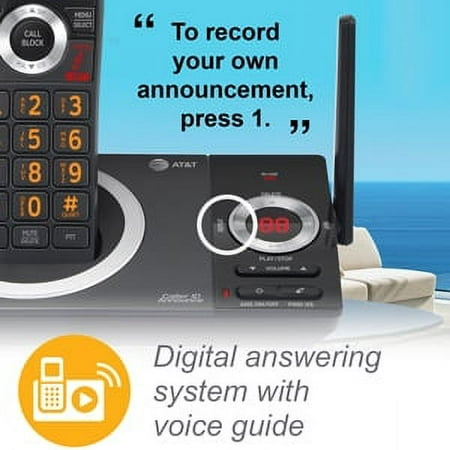 AT&T 2-Handset Expandable Cordless Phone with Unsurpassed Range, Smart Call Blocker and Answering System, CL82219 (Black)