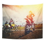 UFAEZU Biker Motorcycle Team Athletes On Mountain Bike Motorcycles Motocross Start Moto Wall Art Hanging Tapestry Home Decor for Living Room Bedroom Dorm 51x60 inch