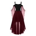thumbnail image 4 of Robes Style Gothique pour Femmes Grande Taille Robe Midi Élégante avec Manches Évasées Ourlet Irrégulier, 4 of 5
