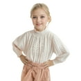 thumbnail image 2 of LZHGirlshop Baby Kids Girls Knit Sweaters Bottom Fleece Shirts Thick Warm Toddler High Collar Fall Winte Lace Pullover Long Sleeve Jumper Tops,White,6-7T, 2 of 7