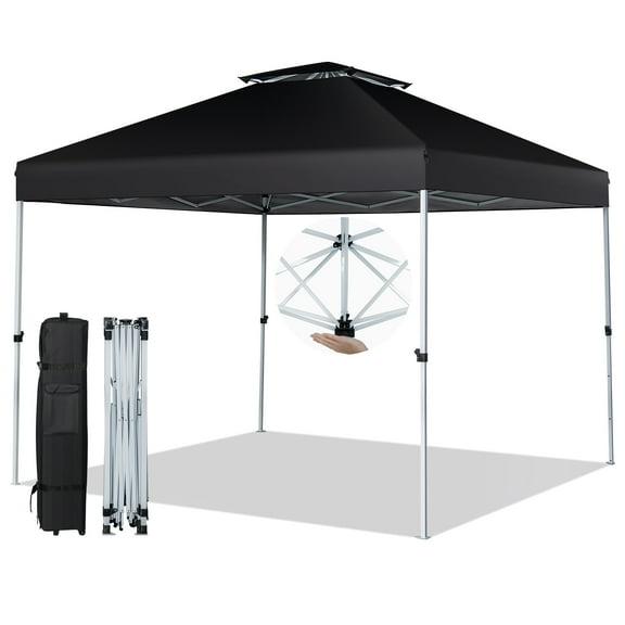Gymax 2-Tier 10' x 10' Pop-up Canopy Tent Instant Gazebo Adjustable Carry Bag w/ Wheel