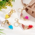 thumbnail image 5 of 4pcs 4 colors Fur Ball High Heels Shoes Rhinestones Pendant Keychain with Iron Finding Mixed color 13~13.5cm 1pc/color, 5 of 6