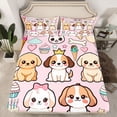 thumbnail image 2 of Castle Fairy Boys Girls Kawaii Dogs Twin Sheet Sets 3pcs,Cartoon Animal Pets Twin Fitted Sheet Microfiber,Happy Birthday Dessert Breathable Flat Sheet,Microfiber Bedroom Decor, 2 of 7