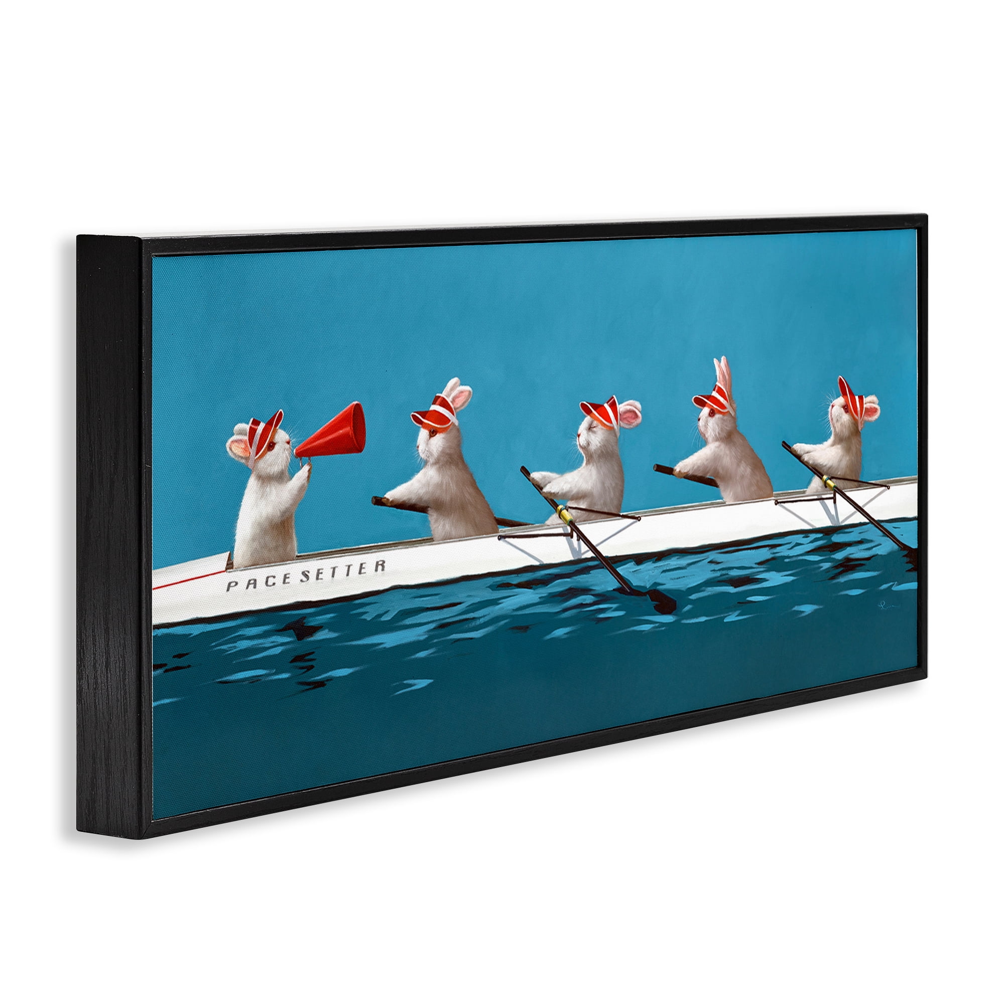 Stupell Industries Bunnies In The Boat Black Framed Giclee Art, design by Lucia Heffernan