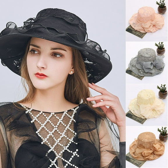 Happy Date Womens Organza Church Kentcky Derby Fascinator Bridal Tea Party Wedding Hat
