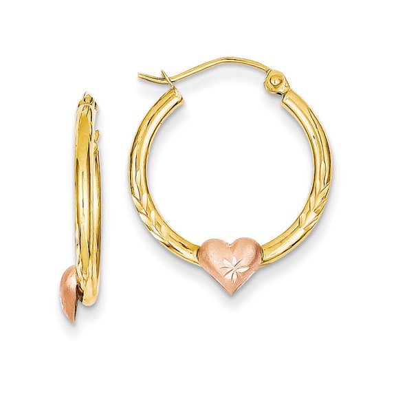 Primal Gold 14 Karat Two-tone Gold Heart Hoop Earrings