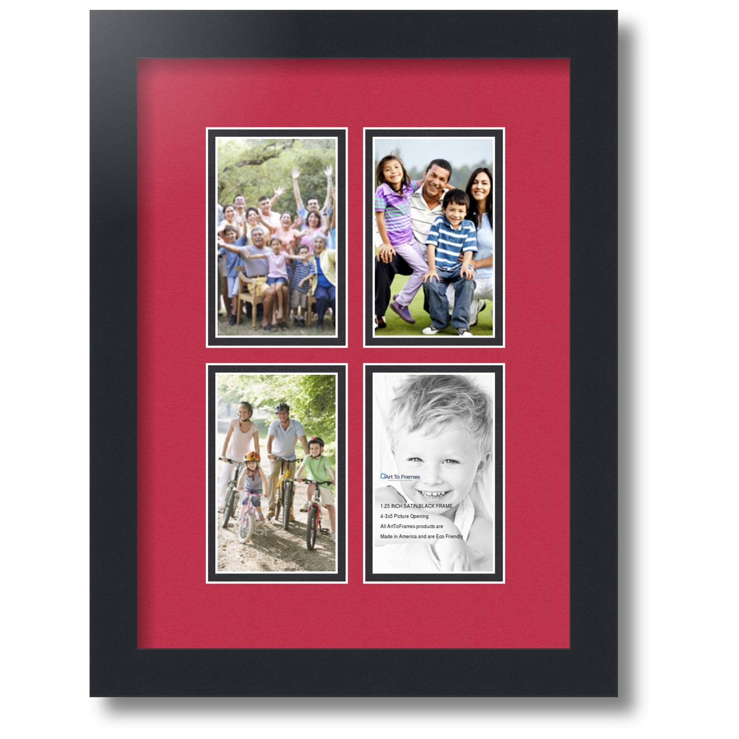 WOLTU Collage Picture Frame with Plexiglass Cover PFS1006blk Suits 8x16 Panorama without Mat and Three 5x7 pictures with Mat Black 