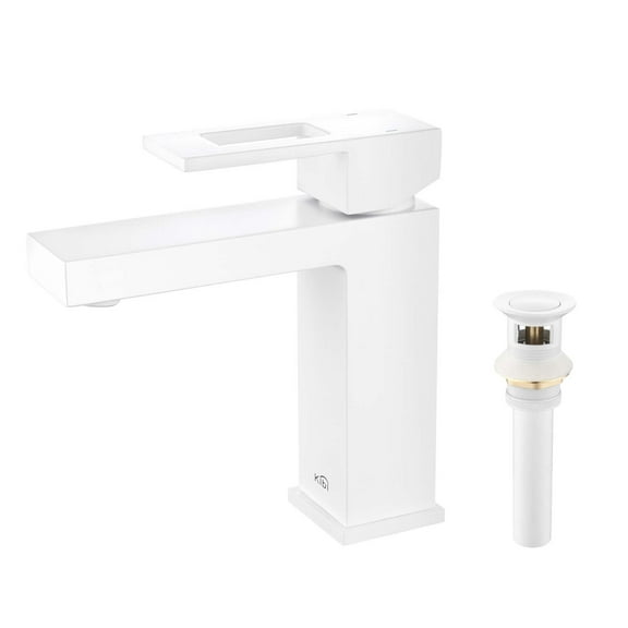 Kibi Cubic Single Handle Bathroom Vanity Sink Faucet with Pop Up Drain