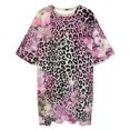 thumbnail image 3 of Pink Flowers Leopard Print Sleepshirts For Sleeping Travels Loose Sleepdress Pajama Dress Soft Nightdress Sleepwear, 3 of 7
