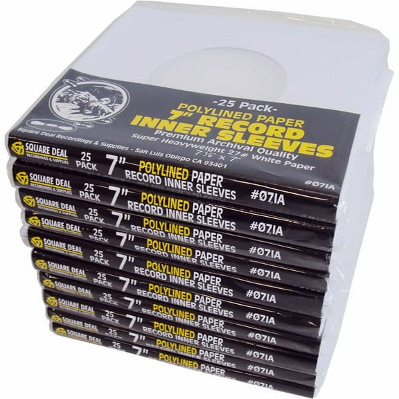 (500) Super Heavyweight Polylined Paper Inner Sleeves for 7" Records - Archival Quality, Acid-Free, Static-Free - Premium Protection