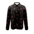 thumbnail image 4 of SERTG Mens Valentine's Day Fashion Print Shirt Lapel Long Sleeve Button Down Collar Casual Breathable Soft Tops(Pink#1,M), 4 of 5