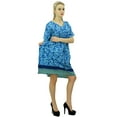 thumbnail image 5 of Phagun Printed Blue Cotton Short Kaftan Drawstring Caftan Night Wear Coverup-20, 5 of 10