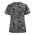 thumbnail image 3 of Umfun Top for Women, Scrubs Tops with Pocket for Women, Short Sleeve V-neck Nurse Tops Printed Working Uniform Blouse Working Tops Gray 2XL, 3 of 4