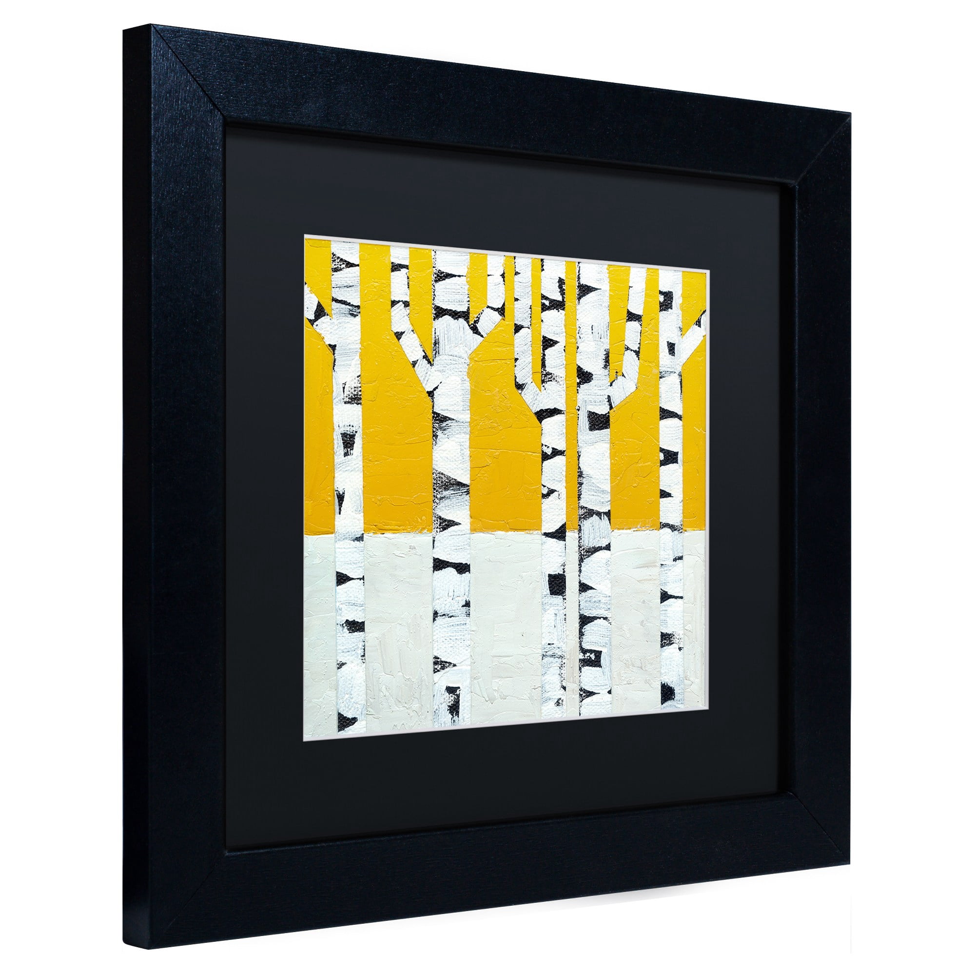 Trademark Fine Art "Seasonal Birches - Winter" Canvas Art by Michelle Calkins, Black Matte, Black Frame