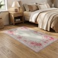 thumbnail image 2 of ODIKA 5'x7' Washable Area Rug Non-Slip, Low Pile, Stain Resistant Bathroom Vintage Scroll Oushak Rectangular Delicate Border Boho for Guest Room, Lounge, Apartment, 2 of 7