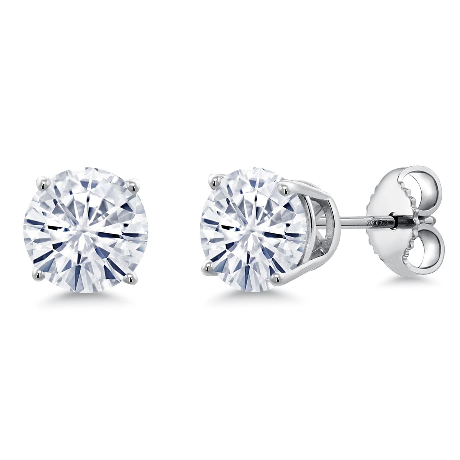 Gem Stone King 1.60 Cttw 925 Sterling Silver Moissanite Stud Earrings for Women Men | Gemstone Birthstone | Round 6MM | Fine Jewelry Gift for Women Mom Wife Her