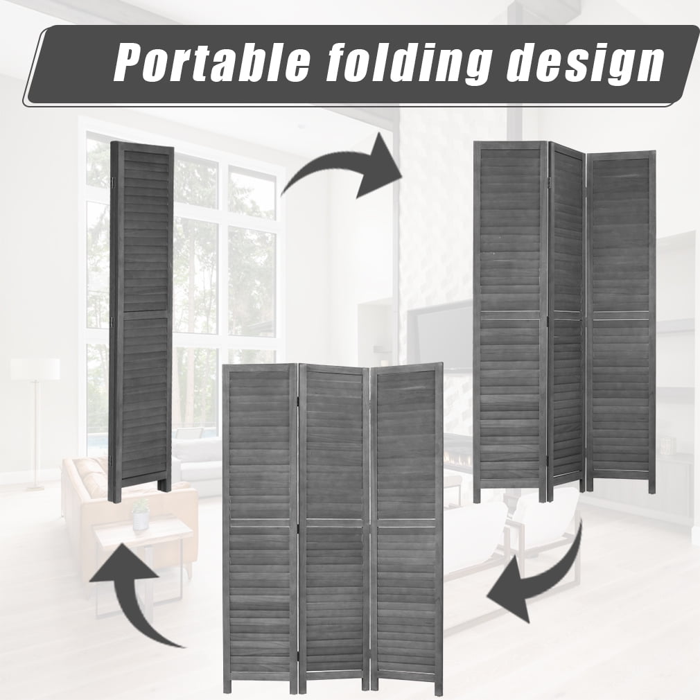 NiamVelo 3 Panel Wood Room Divider 67.7" Tall Folding Privacy Screen Wall Divider for Home Office, Gray