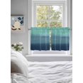 thumbnail image 3 of Teal Blue Ombre 2 Panel Kitchen Curtains for Small Windows, Modern Abstract Art Texture Bathroom Tier Curtain, Short Window Treatment for Bedroom/Living Room 55"x24", 3 of 6