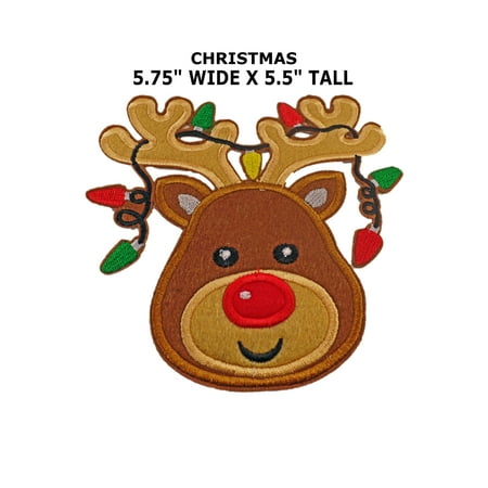 - Christmas Light Strung Reindeer Iron or Sew-on Patch