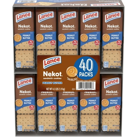 Lance Sandwich Cookies, Nekot Peanut Butter, 40 Packs