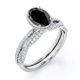 thumbnail image 4 of JeenMata Juego de Bisel Milgrain Diamante Negro Ovalado de 1,5 Quilates Cultivado en Laboratorio y Moissanita: Juego de Boda con Pavé Infinito Retorcido: Baño de Oro Blanco de 18 K sobre Plata, 4 of 6