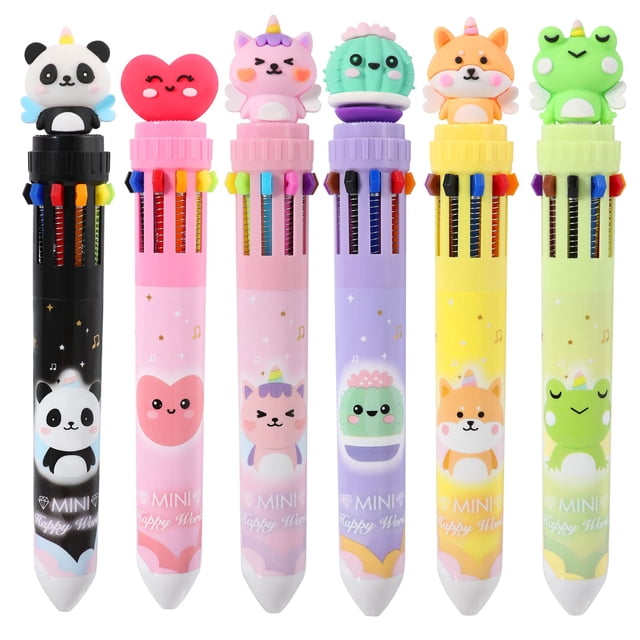 Bolígrafo YOYTOO multicolor, 0,7 mm, 10 en 1, paquete de 6 unidades, regalo para niños