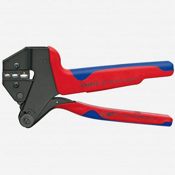 Knipex 97-43-06 Crimp System Pliers for exchangeable crimping dies w/ Die for insulated terminals and plug connectors