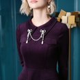 thumbnail image 3 of Broches y alfileres Broche Moda Rhinestone Doble Bowknot Pin Broche Vintage Perlas Borla Traje Collar Solapa Camisa Broches Pin, 3 of 5