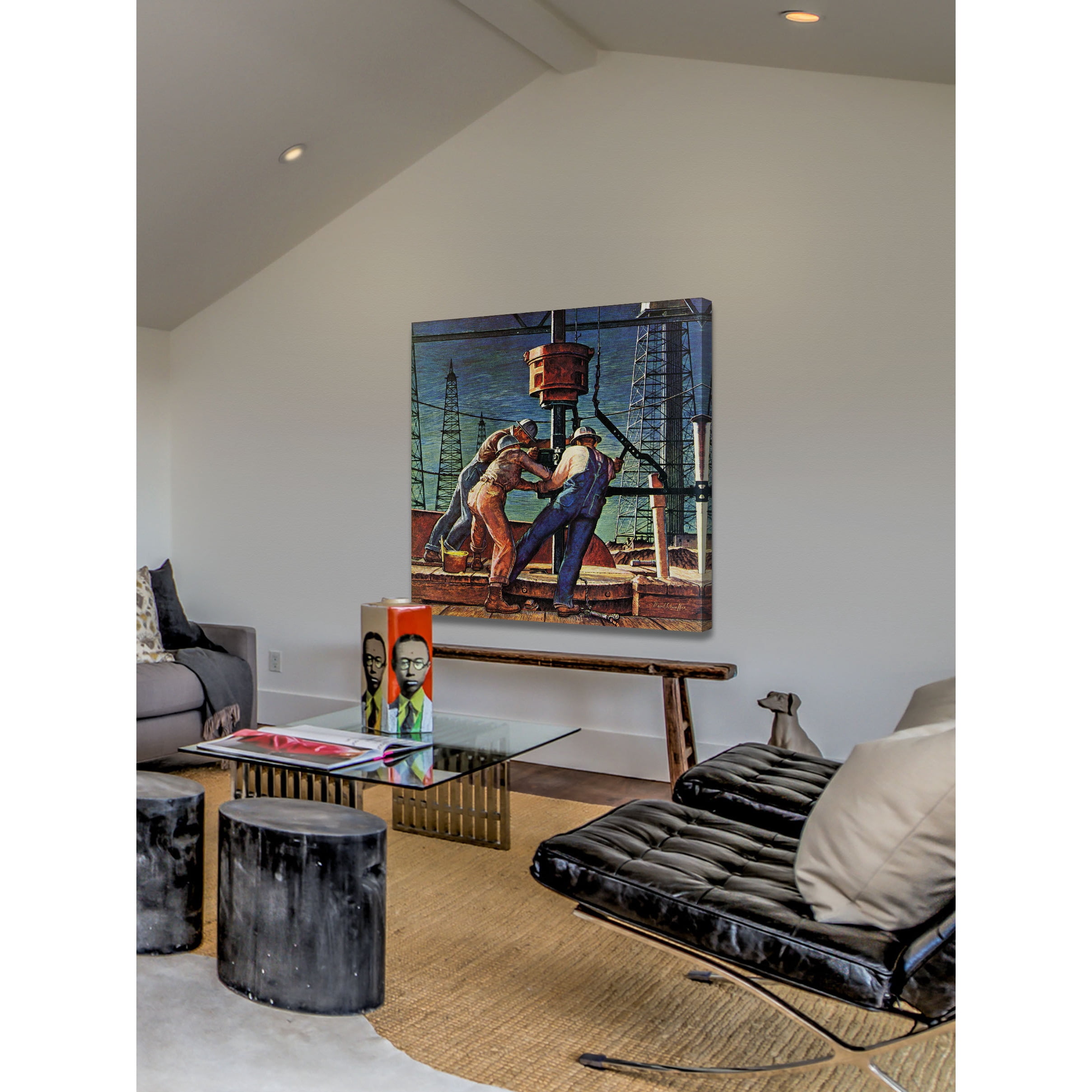 Marmont Hill Drilling for Oil by Mead Schaeffer Painting Print on Wrapped Canvas