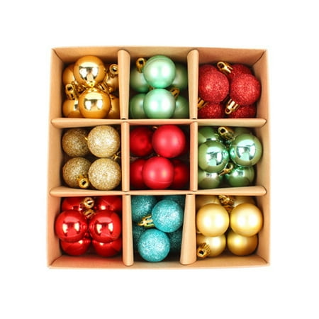 

XinDshop 54Pcs/Set Christmas Ball Electroplating Shatterproof Bright Color Delicate Boxed Festival Prop High Gloss Xmas Tree Decoration Ball Pendant Party Supplies