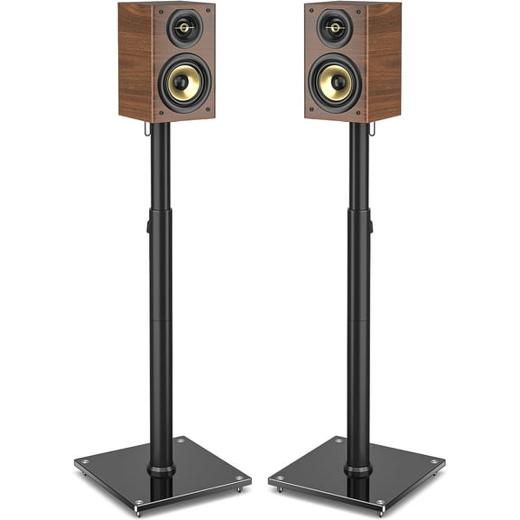 RTVR Speaker Stands Pair, 32.4-43 Inch Height Adjustable Stands for Small Bookshelf & Satellite Speakers with Cable Management, 11 lbs Capacity