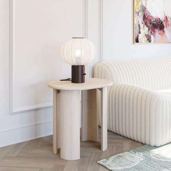 Risan Side Table Natural End Table, Modern Style, Bleached Mango Wood oval shape tabletop, Mango Wood, Indoor Living