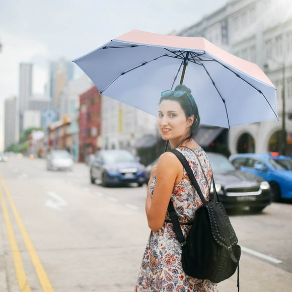 Paraguas de Viaje Compacto y Resistente Al Viento | Protección Portátil Contra El Sol y La Lluvia | Tejido de Alta Densidad con 8 Varillas Reforzadas de Fibra de Vidrio | Paraguas para Exteriores Res