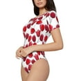 thumbnail image 2 of KLL Women 's Crew Neck Bodysuit Jumpsuits Tulips Flowers Print Short onesies Stretch T Shirts, 2 of 7