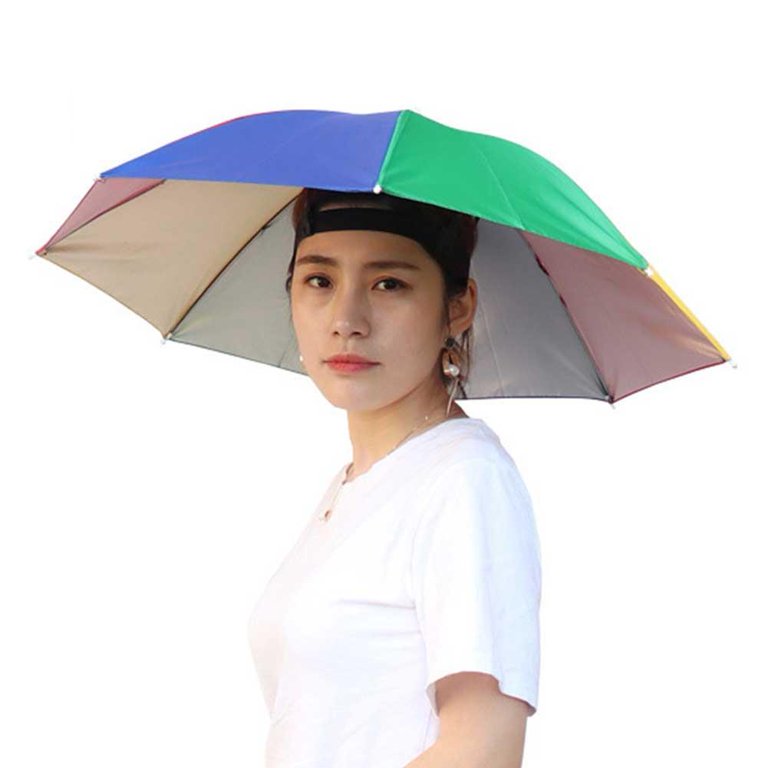 Portable Foldable Rain Sun Umbrella Head Hat Fishing Camping Headwear Cap  V4P2