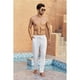 thumbnail image 4 of Pantalones de lino para hombre, pantalones largos y ligeros de verano, pantalones casuales de corte holgado, 4 of 6