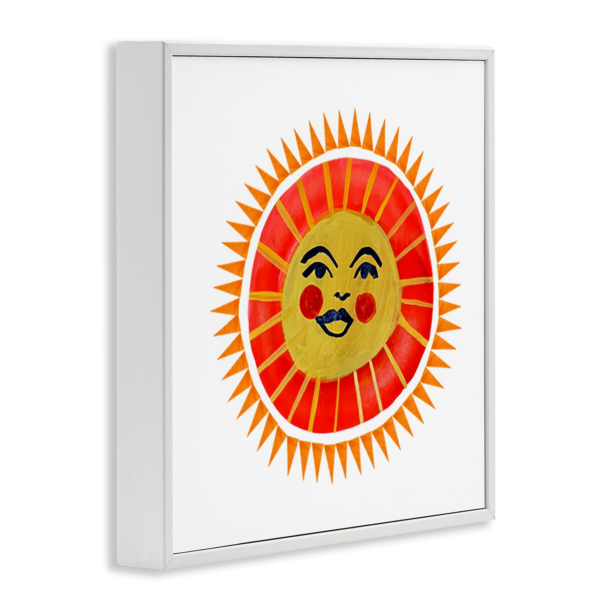 Stupell Industries Cheerful Boho Sun White Framed Giclee Art, design by Katherine Herrell Studio