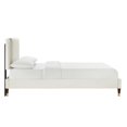 thumbnail image 3 of Platform Bed Frame, Tufted, Rivet Nailhead, Full Size, White, Velvet, Mid Century Bedroom, Modern Contemporary Boutique HB35603, 3 of 8