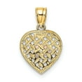 thumbnail image 4 of 14K Yellow Rose Gold White Rhodium 2 Dolphins in Basket Woven Wieve Design Heart Charm Pendant, 4 of 4