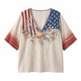 thumbnail image 4 of Wang6 Womens USA Anniversary 250th V Neck Tshirts Plus Size 4th of July America Flag Printed Tops Summer Independence Day Short Sleeve Graphic Tees 0527liWhite XL, 4 of 4