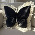 thumbnail image 4 of Butterfly Throw Pillow with Lace Trim - Elegant Decorative Stuffed Cushion for Sofa, Bed & Living Room - Soft Home Decor Accent Pillow for Bedroom & Lounge, 4 of 4