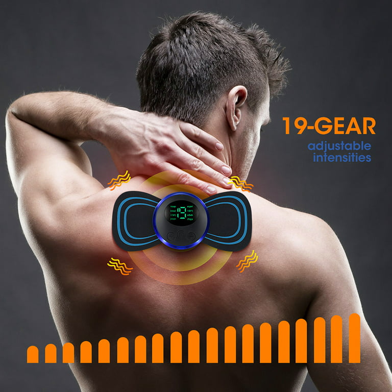 Lomubue 1 Set Massage Patch 8 Modes 19-Gear Force Low Frequency Pulse  Skin-fitting Ergonomic Design 150mAh Battery Neck Massager Home Supply 