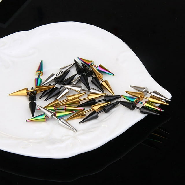 tredstone 1Pc Men Boys Titanium Steel Spike Stud Titanium Steel Earrings Rivets Earring Punk Rock Piercing Stud Steel Rivets Earring