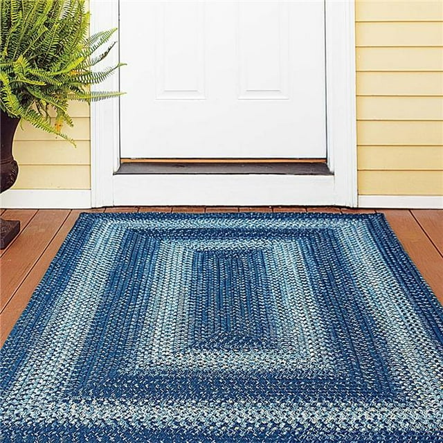 Homespice Decor 316653 8 x 10 ft. Navy Ultra Durable Rectangular Braided Rug - Denim