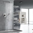 thumbnail image 5 of Brushed Nickel 8" Rainfall Brass Shower Faucet System Combo Set W/Hand Shower, 5 of 14