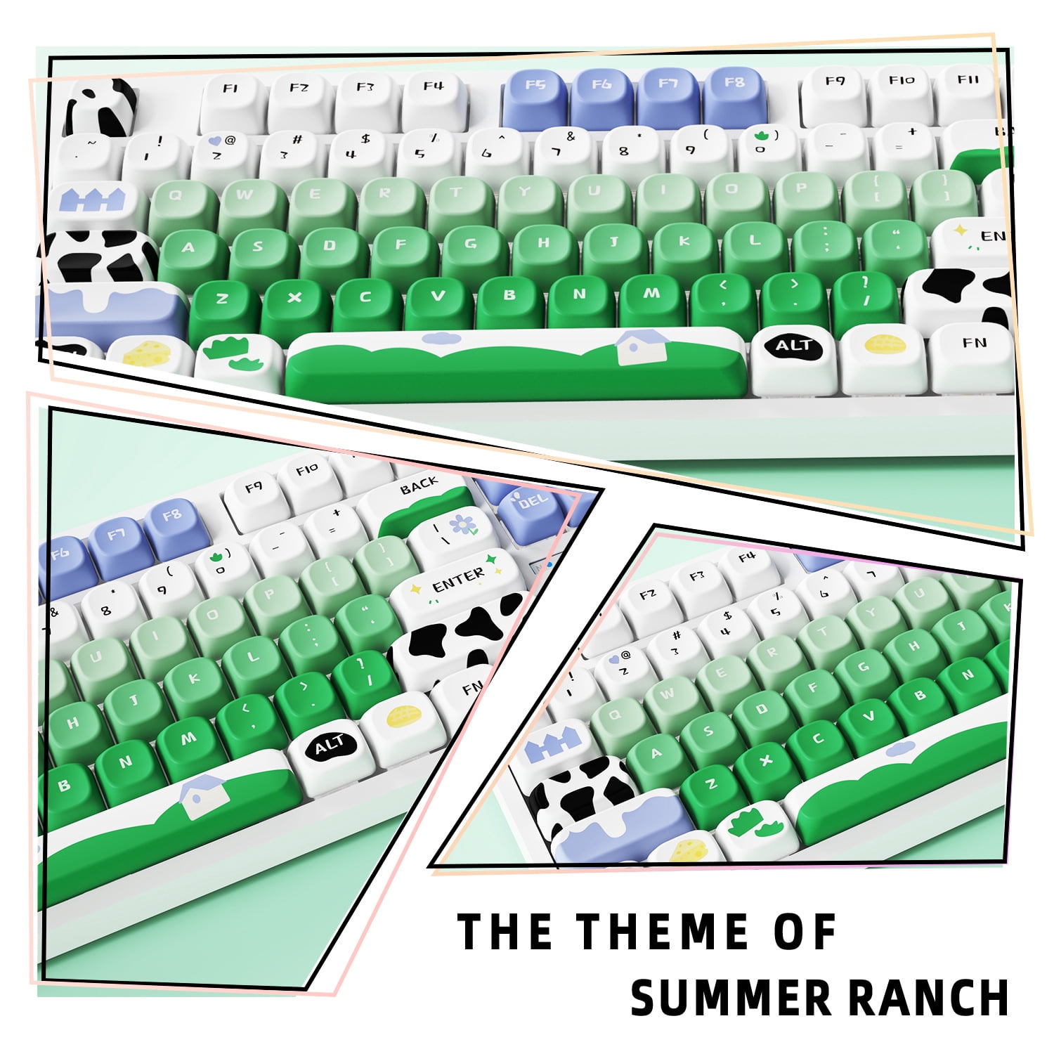 Summer Ranch Keycaps 121 Keys PBT Material MOA Profile DYE-SUB For MX Switch Wooting Mechanical Keyboard Keycaps ISO ANSI Layout