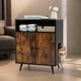 thumbnail image 2 of Demi Bonn 29" Indoor Wood Cat Houses, Hidden Cat Litter Box Enclosure with Entry and Open Compartment, Cat Condo Furniture Kitty, Black, 2 of 7