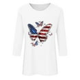 thumbnail image 4 of Tops for Women 3/4 Sleeve Independent Day Round Neck Loose Casual T-shirt White XXXL, 4 of 4