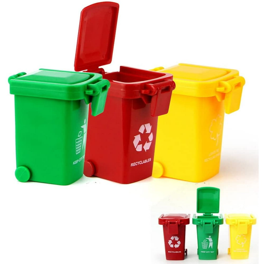 Windfall 3PCS Trash Can Toy,Garbage Truck's Trash Cans, Mini Curbside